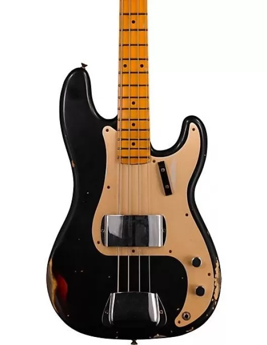 Fender Custom Shop Limited-Edition '58 Precision Bass Relic Aged Black over Chocolate 3-Color Sunburst