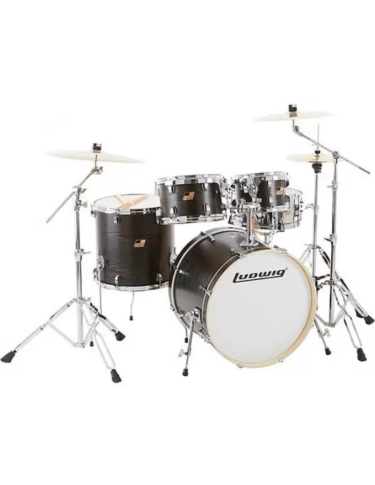 Ludwig BackBeat Elite 5-Piece Complete Drum Set With 22" Bass Drum, Hardware and Cymbals Midnight Grain