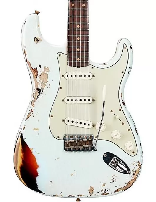 Fender Custom Shop '61 Stratocaster Heavy Relic Electric Guitar Super Faded Aged Sonic Blue over 3-Color Sunburst