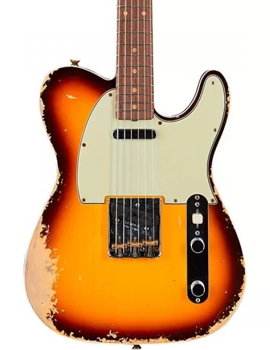 Fender Custom Shop Limited-Edition '60 Telecaster Custom Heavy Relic Electric Guitar Faded Aged Chocolate 3-Color Sunburst