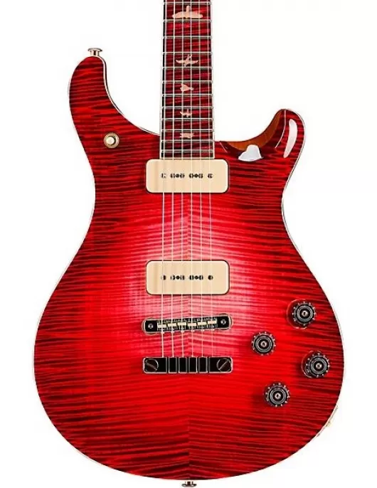 PRS Private Stock McCarty 594 with P90s Curly Maple Top African Ribbon Mahogany Back Stained Curly Maple Fretboard with Pattern Vintage Neck Electric Guitar Blood Red Glow